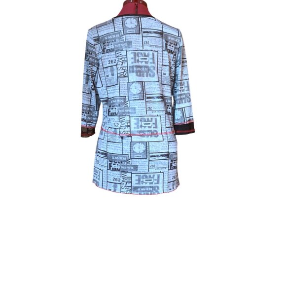 VINTAGE - B&W Red - Graphic Print Tunic Top - Medium - Picture 6 of 12